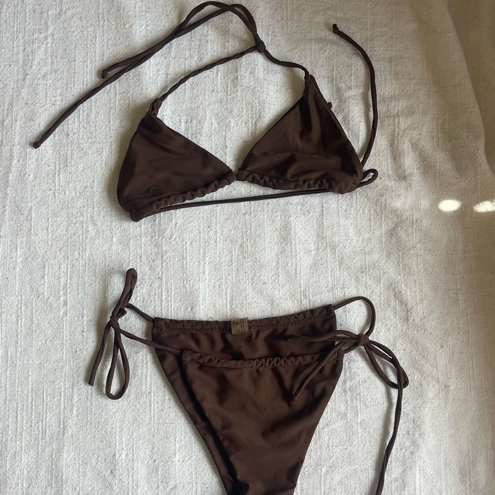 Brown Triangle Bikini Set